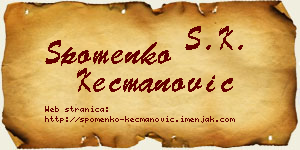 Spomenko Kecmanović vizit kartica